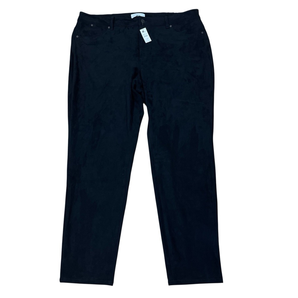 NWT Talbots Faux Suede Pants Womens 18W Black Stretch‎ Taper Fit Soft Comfort
